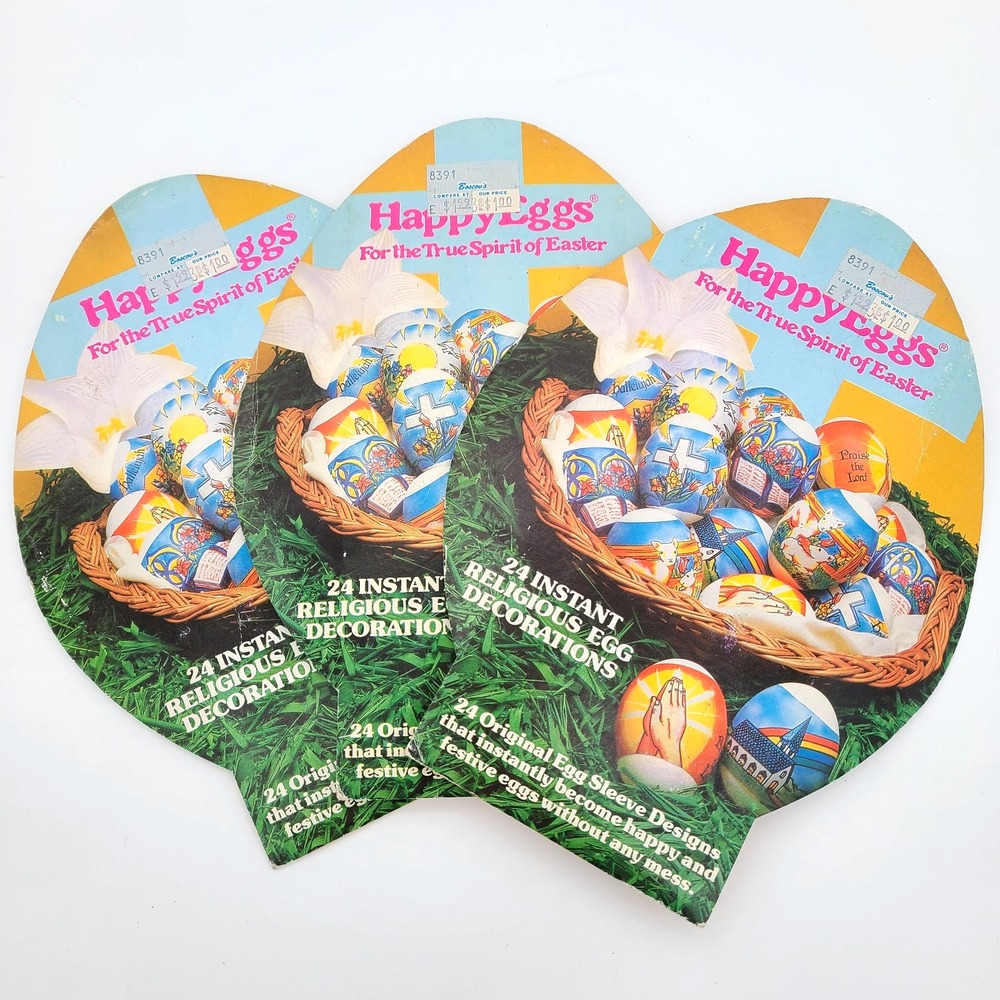 GIFTCO Happy Eggs 72 Instant Easter Religious Egg Decoration Kit VINTAGE wraps
